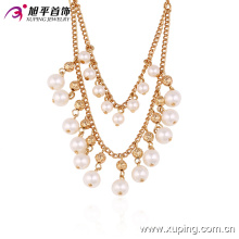 42721 Wholesale fancy women jewelry elegant style luxurious design gold plated copper pearl necklace